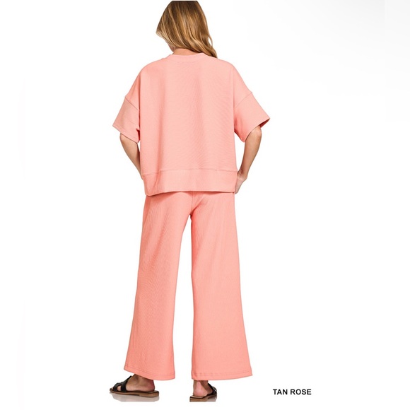 350 - Zenana Outfitters Rose Wide-Leg Pants Set - Picture 3 of 3